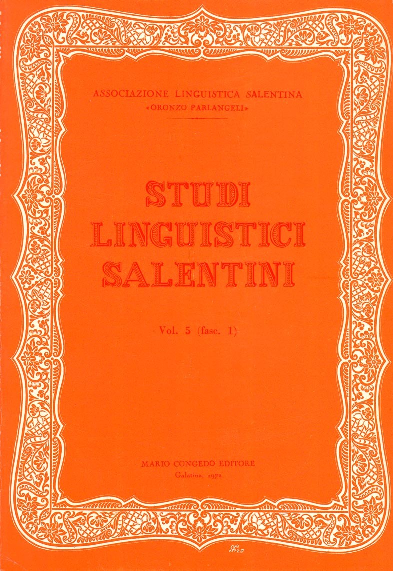 Studi Linguistici Salentini. Vol. 5